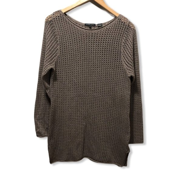 {Jeanne Pierre} Open Knit Pullover Tunic Sweater - Picture 1 of 6